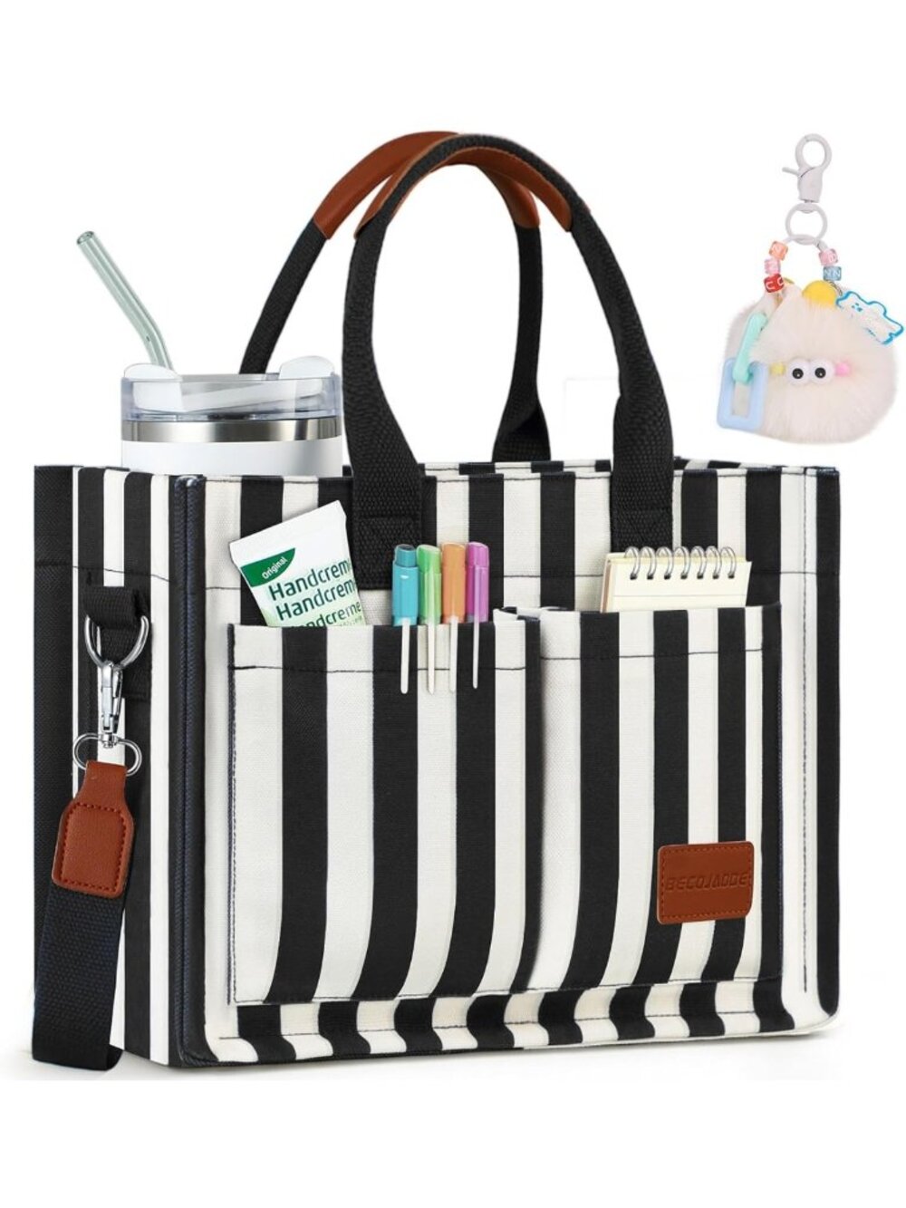 Stylish Multi-Compartment Canvas Tote Bag for Women - Perfect for Work & Travel